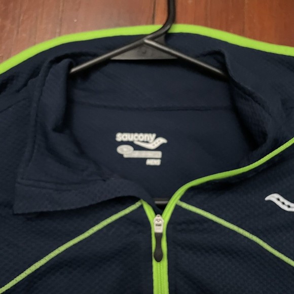 Men's Saucony Long Sleeve, Quarter Zip Running Shirt - Breathable, Reflective - Picture 6 of 6